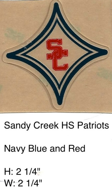 Sandy Creek Patriots HS 2012(GA) clear diamond navy SC and diamond outline